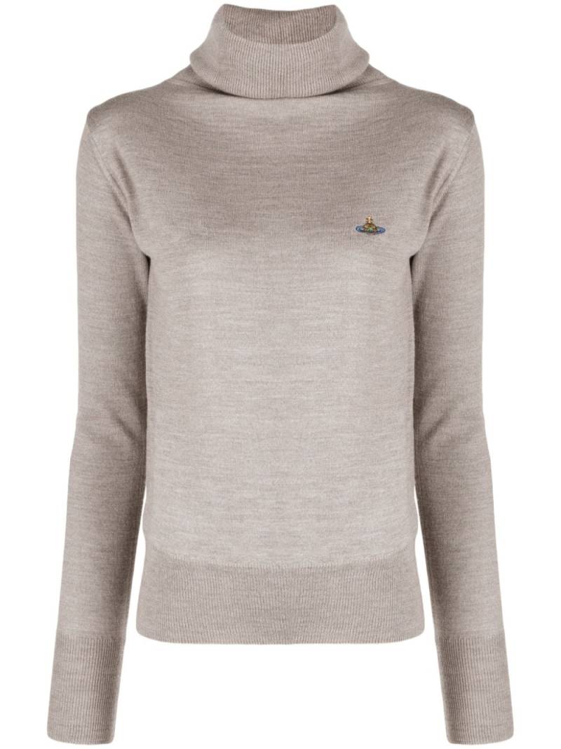 Vivienne Westwood Orb-embroidered roll neck jumper - Grey von Vivienne Westwood