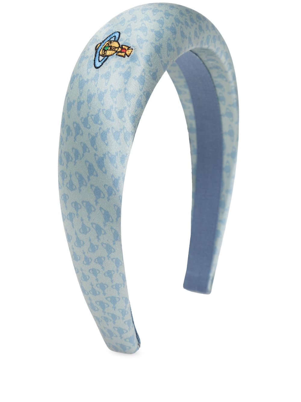Vivienne Westwood Orb-embroidered silk headband - Blue von Vivienne Westwood