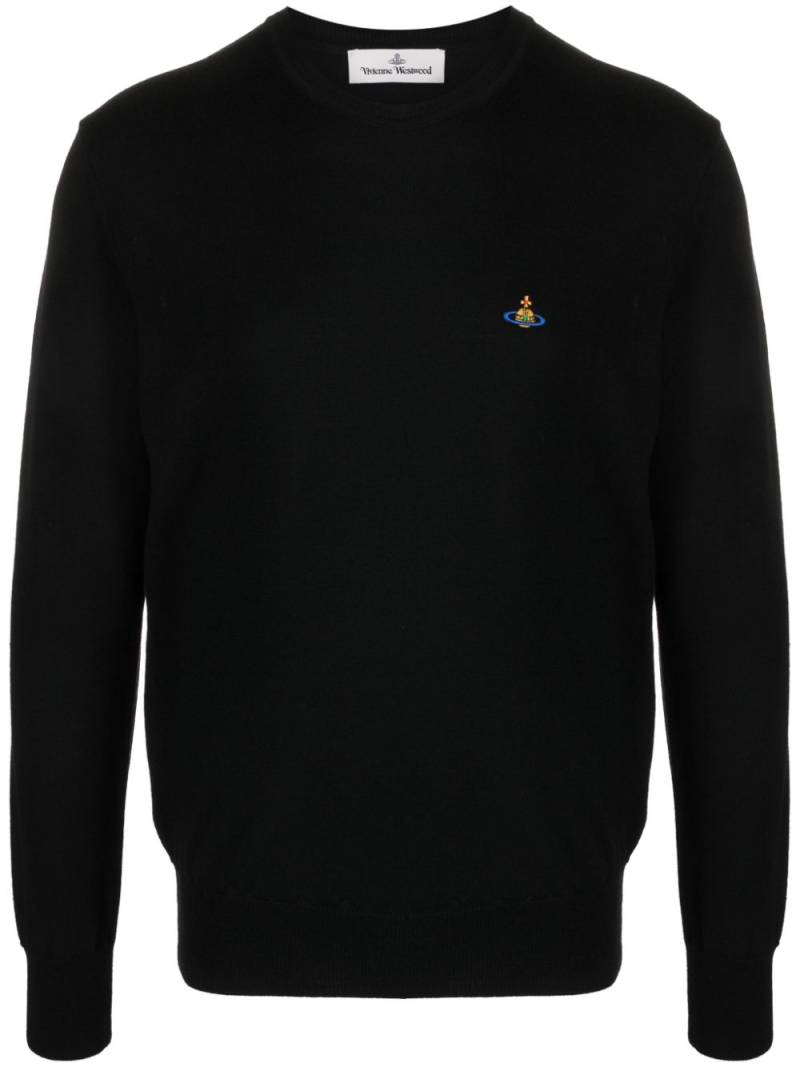 Vivienne Westwood Orb-embroidered virgin-wool jumper - Black von Vivienne Westwood