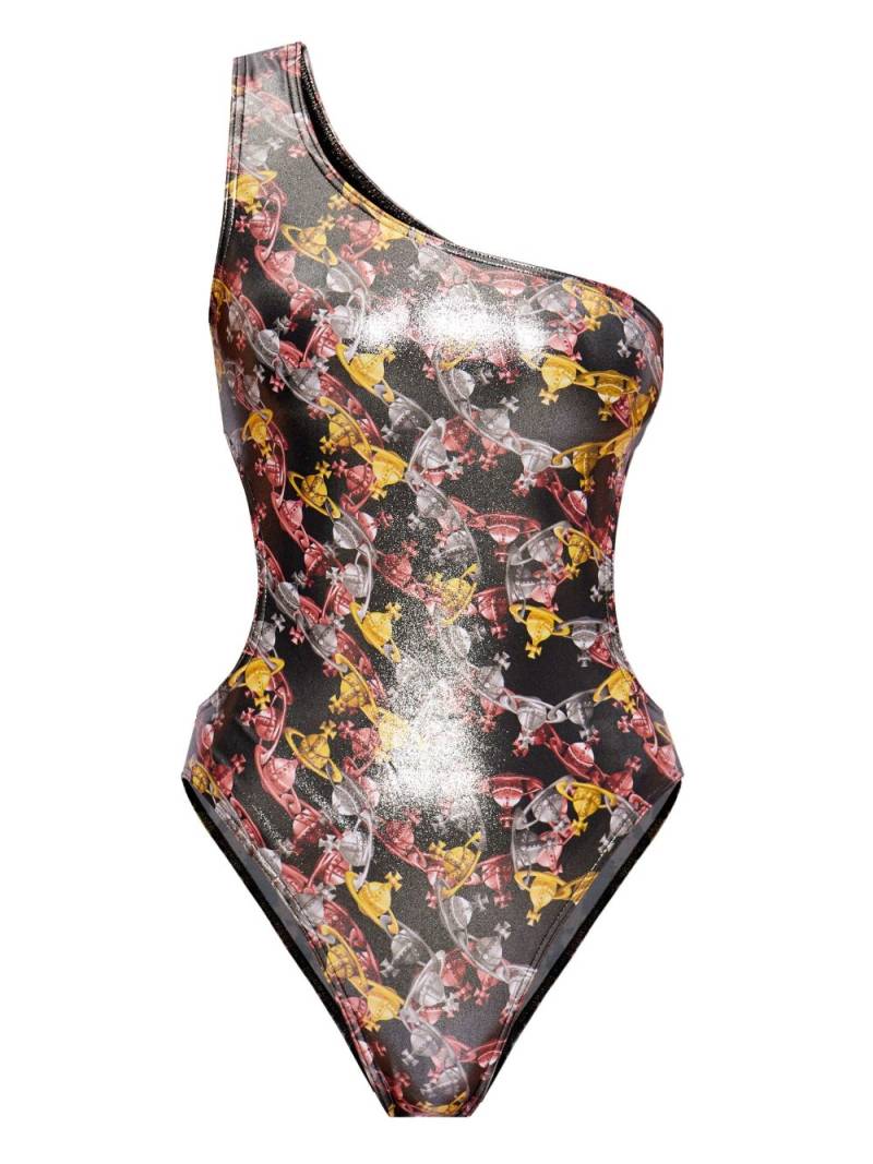 Vivienne Westwood Orb logo-print laminated swimsuit - Black von Vivienne Westwood