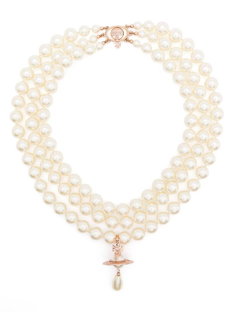 Vivienne Westwood Three Row Pearl Drop choker - Gold von Vivienne Westwood