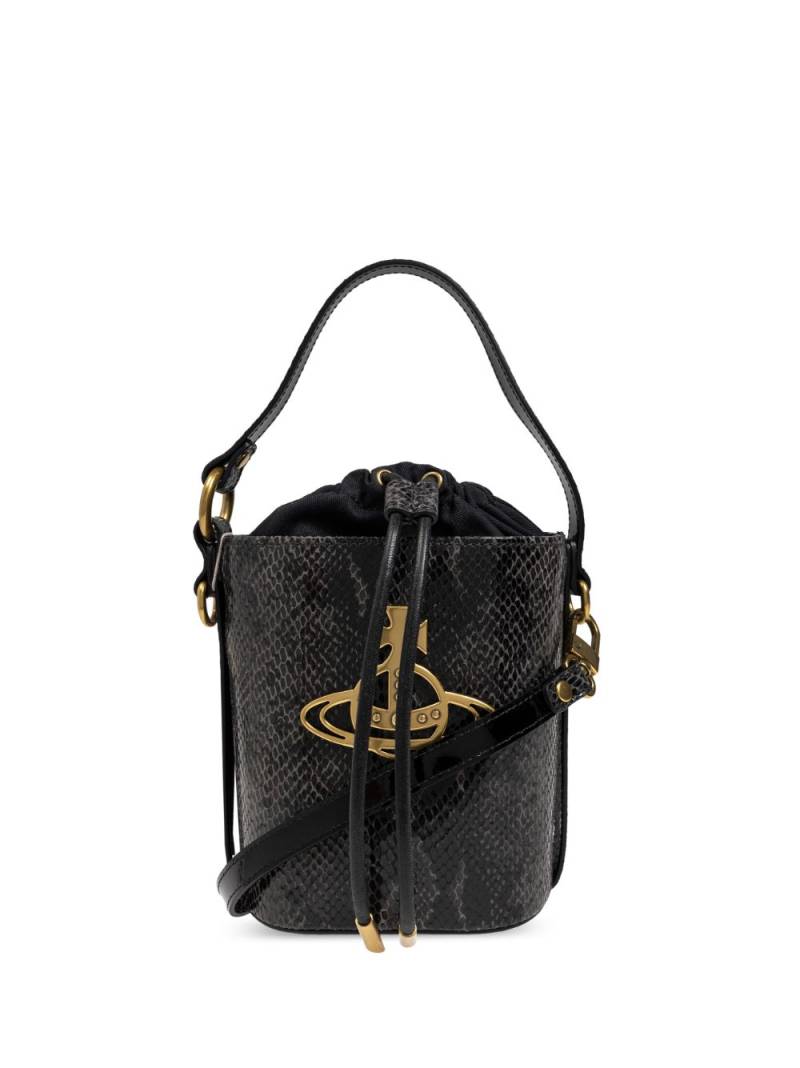 Vivienne Westwood Orb-plaque goat skin bucket bag - Black von Vivienne Westwood