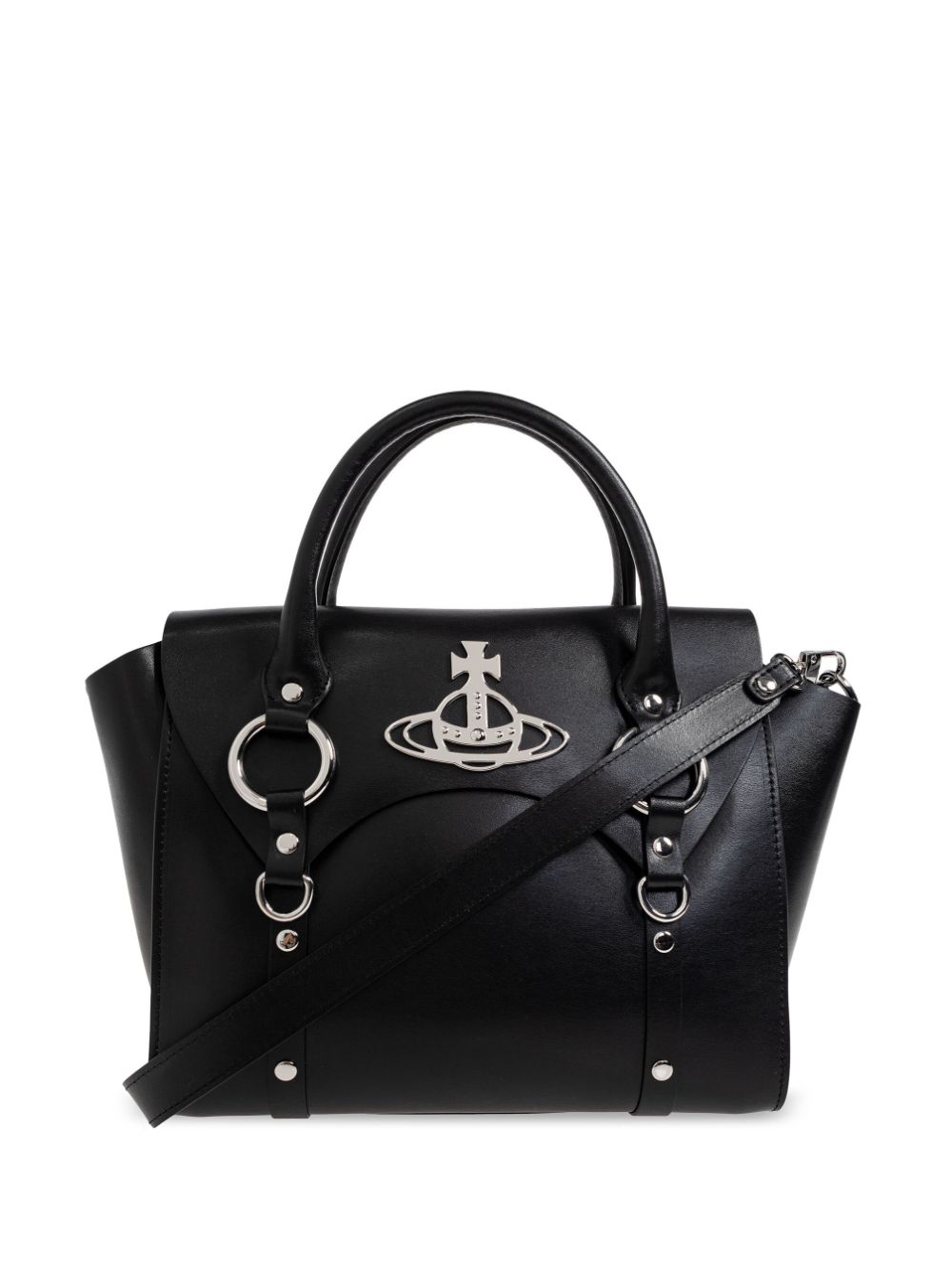 Vivienne Westwood Orb-plaque leather tote bag - Black von Vivienne Westwood