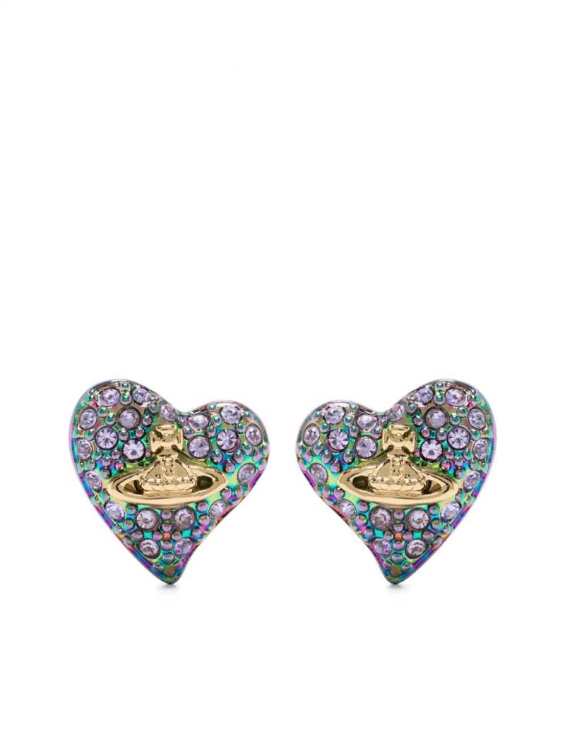 Vivienne Westwood Tiny Diamante Heart earrings - Silver von Vivienne Westwood