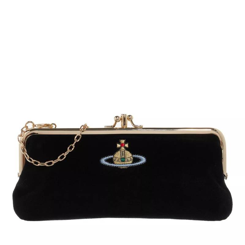 Vivienne Westwood Schultertasche - Embroidered Orb Double Frame Purse With Chain - Gr. unisize - in Schwarz - für Damen von Vivienne Westwood