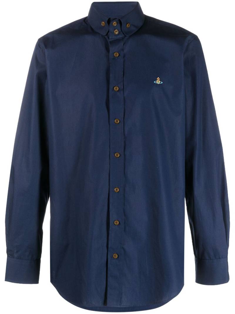 Vivienne Westwood embroidered-Orb poplin shirt - Blue von Vivienne Westwood