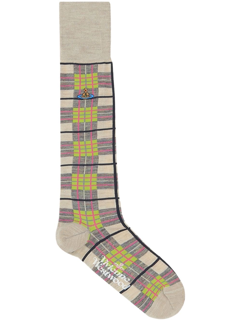 Vivienne Westwood embroidered-tartan socks - Neutrals von Vivienne Westwood