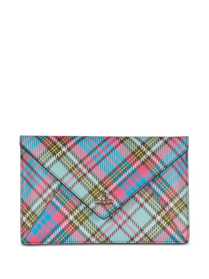 Vivienne Westwood envelope tartan clutch bag - Blue von Vivienne Westwood