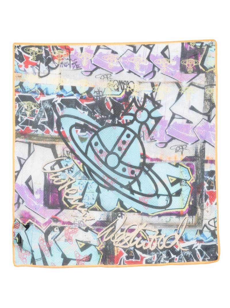 Vivienne Westwood graffiti-print scarf - Blue von Vivienne Westwood