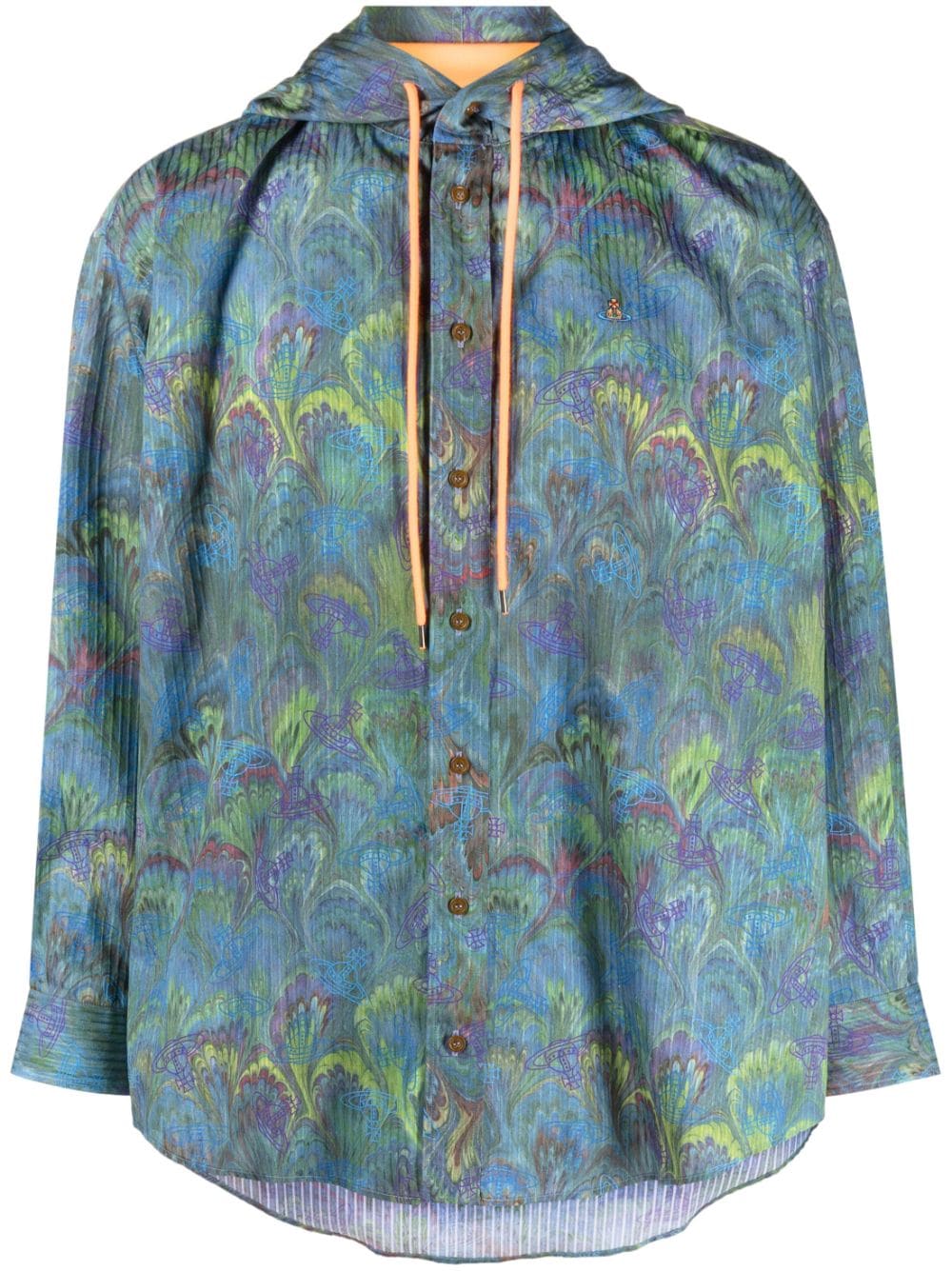 Vivienne Westwood graphic-print hooded shirt - Blue von Vivienne Westwood