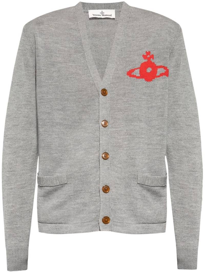 Vivienne Westwood intarsia-knit logo cardigan - Grey von Vivienne Westwood