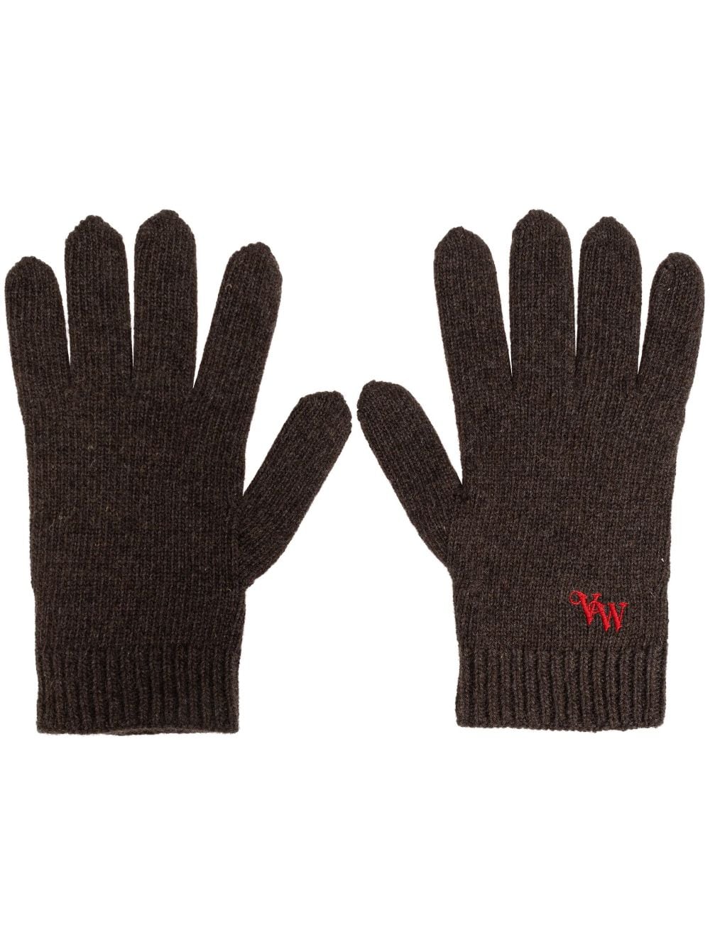 Vivienne Westwood logo-embroidered cashmere gloves - Brown von Vivienne Westwood