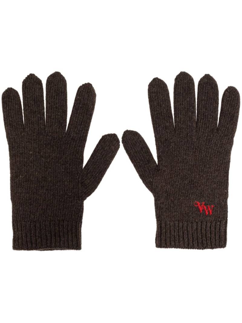 Vivienne Westwood logo-embroidered cashmere gloves - Brown von Vivienne Westwood