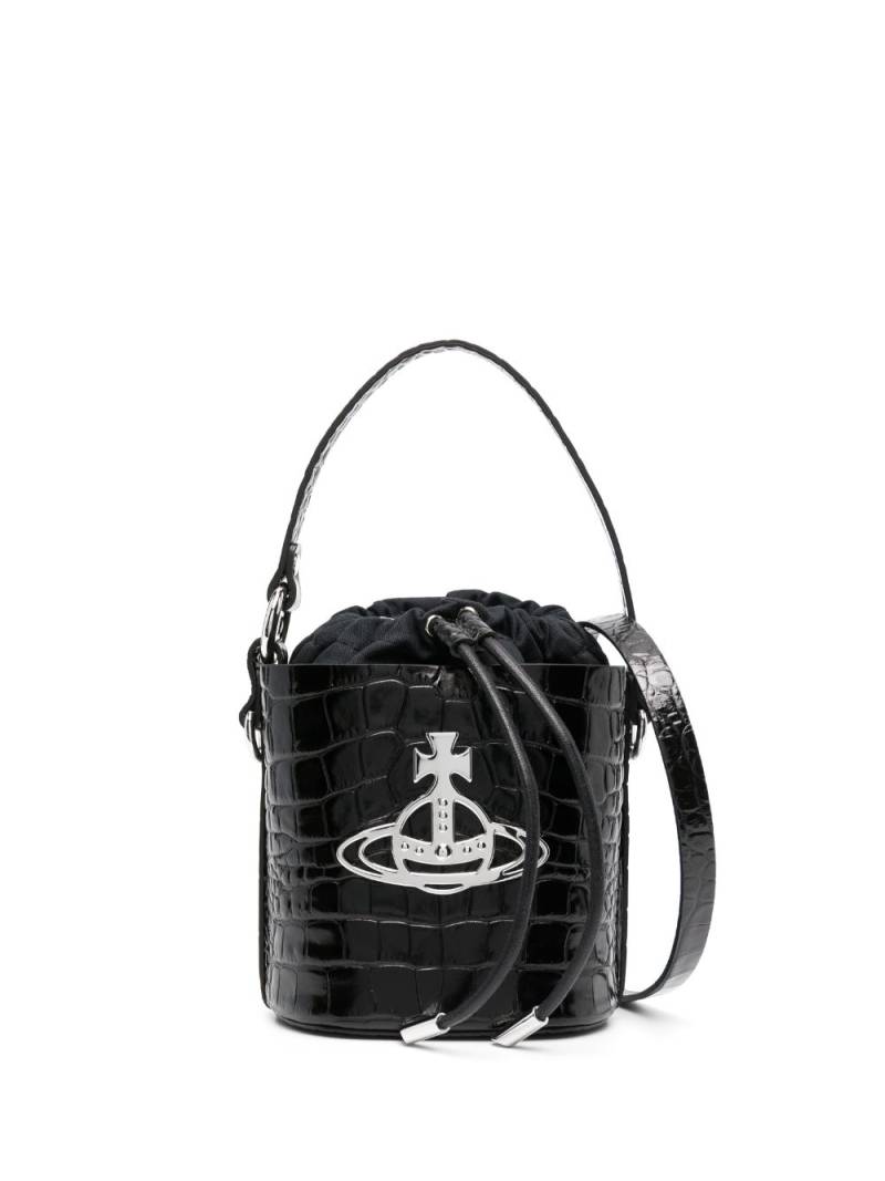 Vivienne Westwood logo-plaque leather bucket bag - Black von Vivienne Westwood