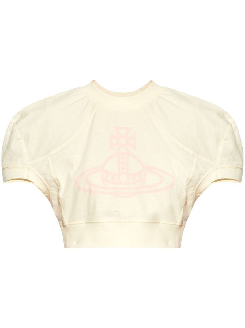 Vivienne Westwood logo-print cropped cotton T-shirt - Neutrals von Vivienne Westwood