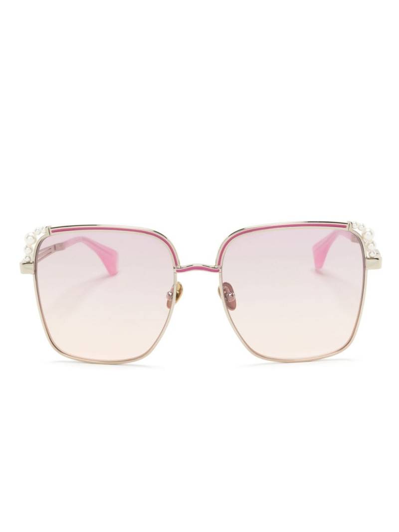 Vivienne Westwood pearl-detailing oversize-frame sunglasses - Pink von Vivienne Westwood