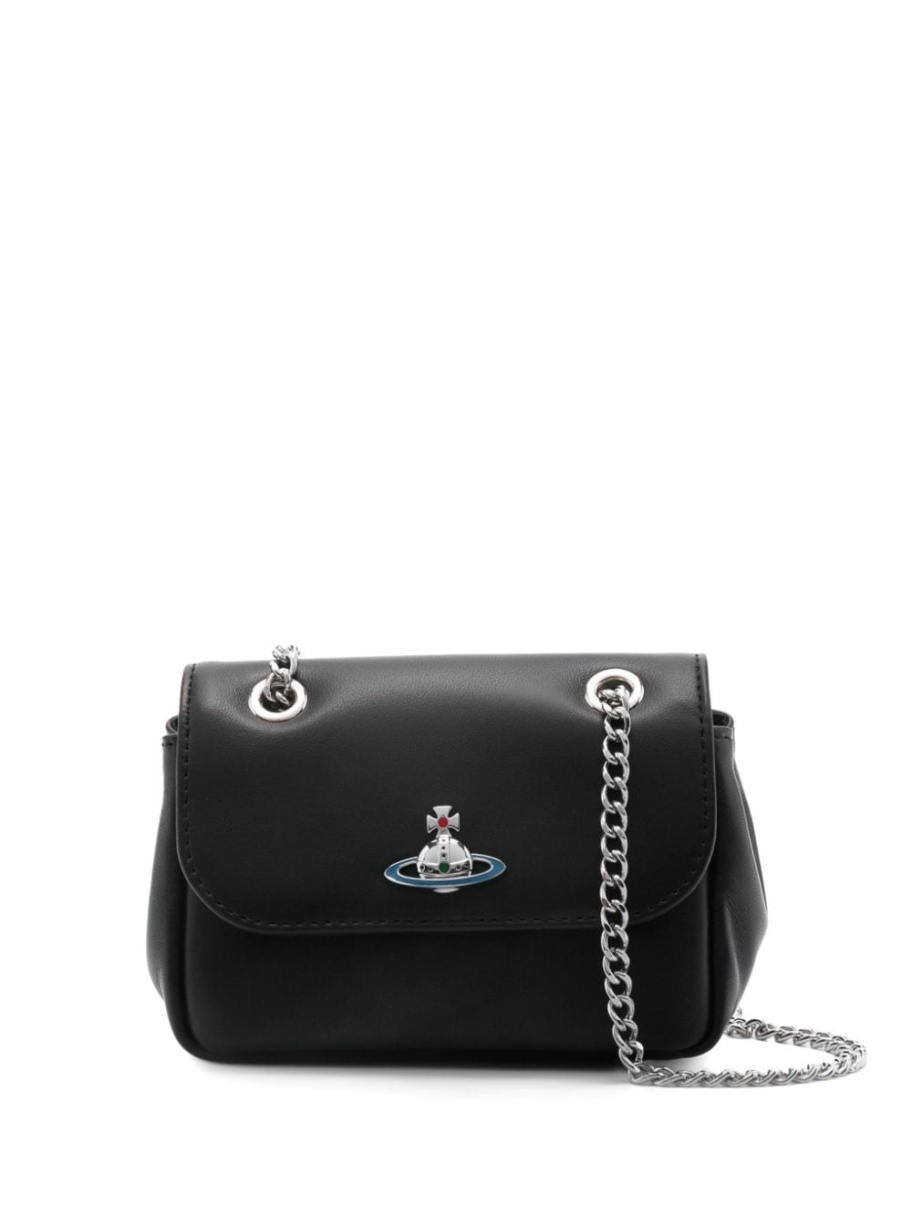 Vivienne Westwood small Orb-plaque leather shoulder bag - Black von Vivienne Westwood