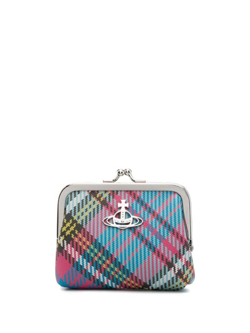 Vivienne Westwood tartan-check print faux-leather coin purse - Blue von Vivienne Westwood