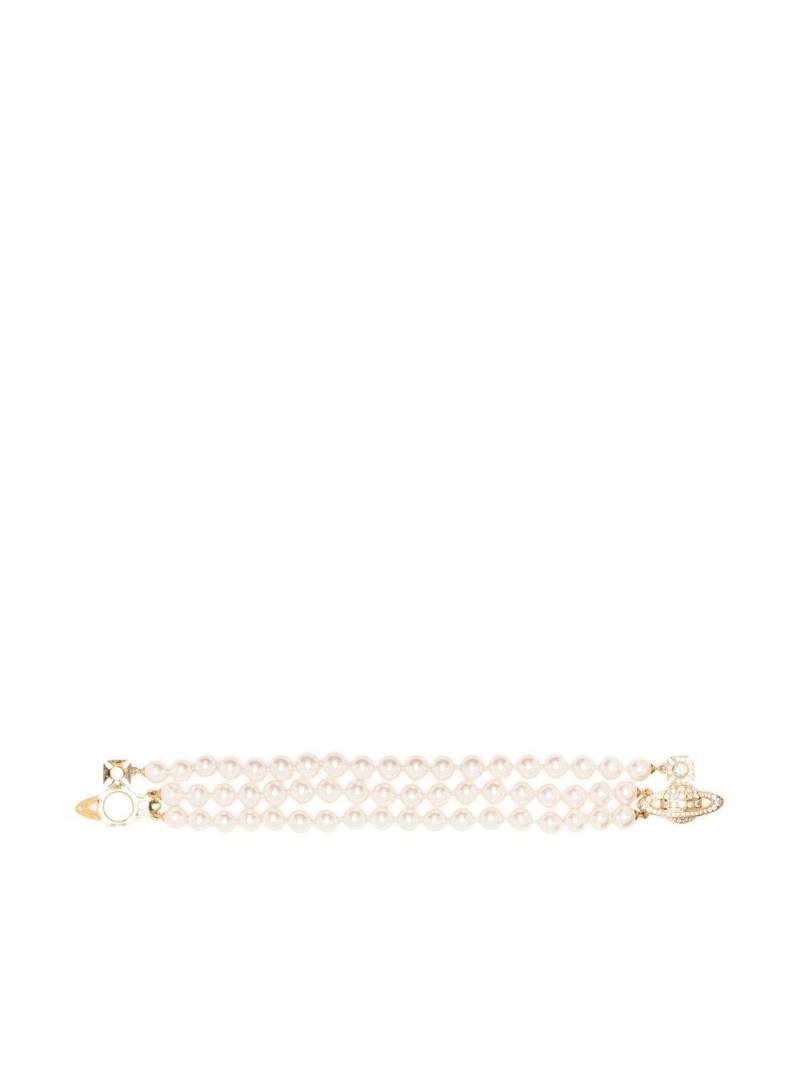 Vivienne Westwood three-row bas relief bracelet - Neutrals von Vivienne Westwood