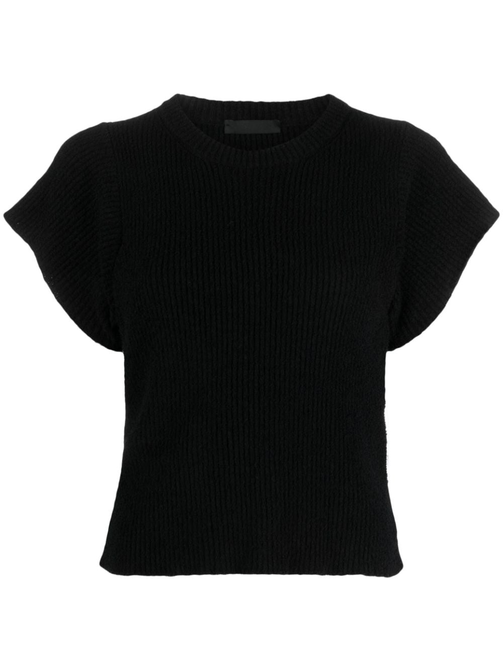 WARDROBE.NYC knitted short-sleeve top - Black von WARDROBE.NYC