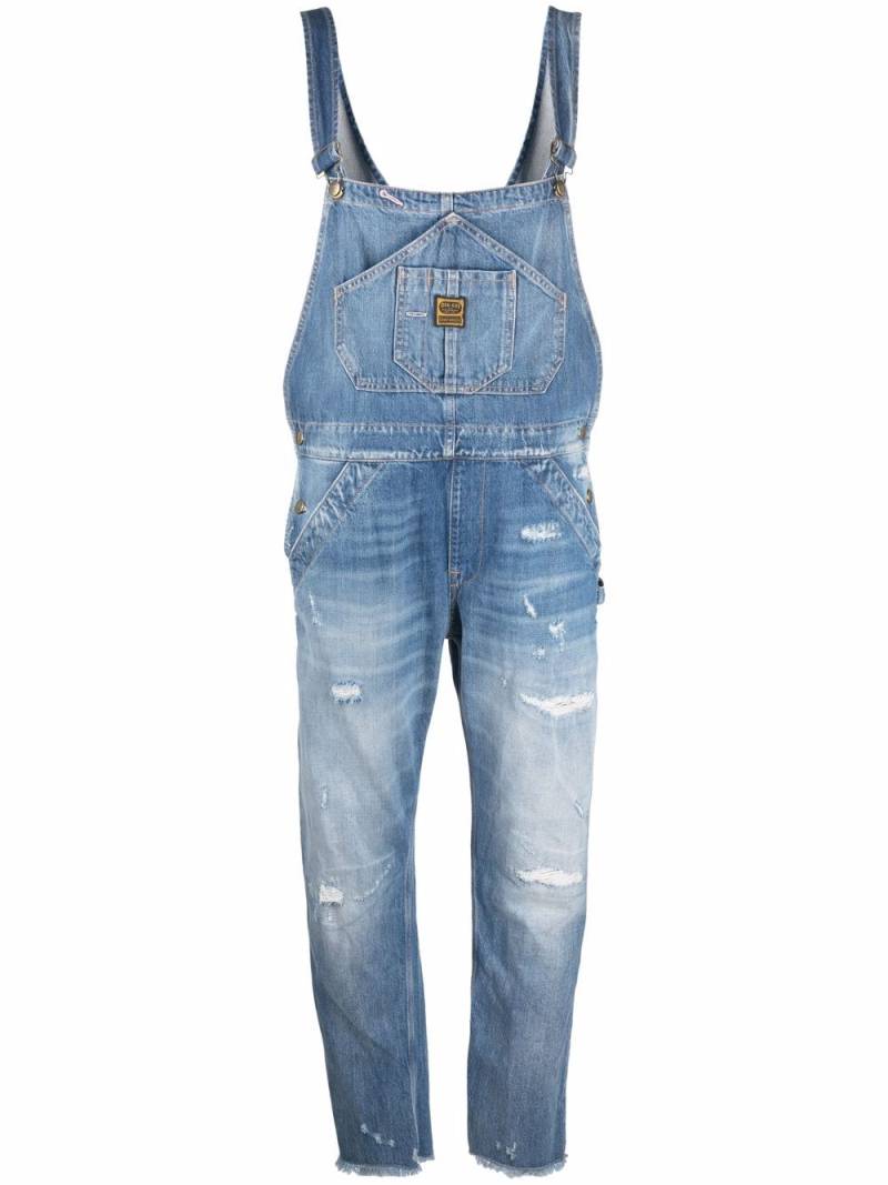 Washington Dee Cee distressed-effect denim dungarees - Blue von Washington Dee Cee