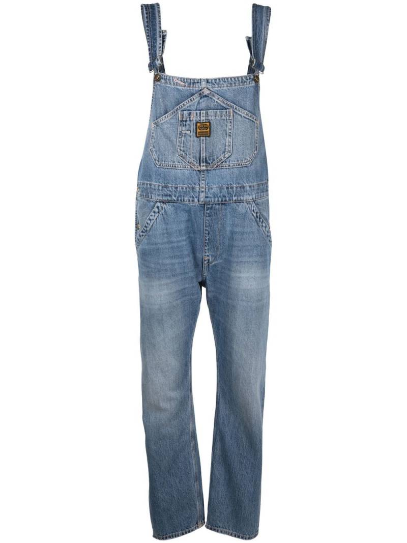 Washington Dee Cee logo-patch denim dungarees - Blue von Washington Dee Cee