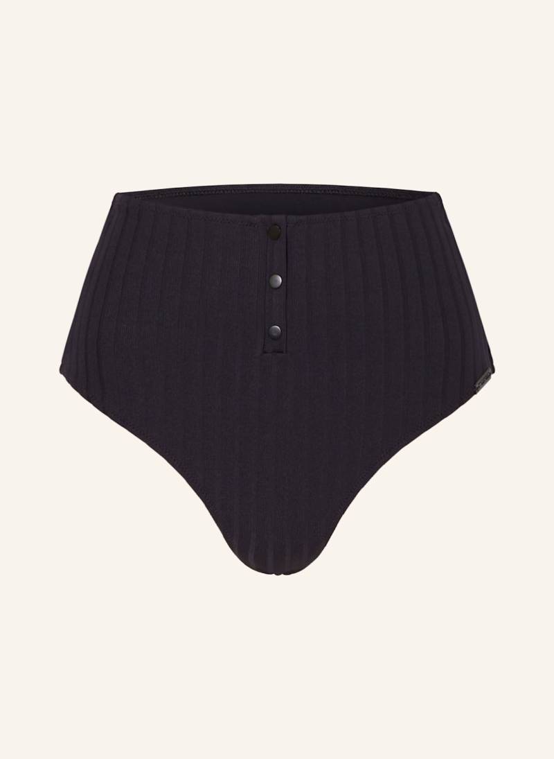 Watercult High-Waist-Bikini-Hose Henley Rib schwarz von WATERCULT