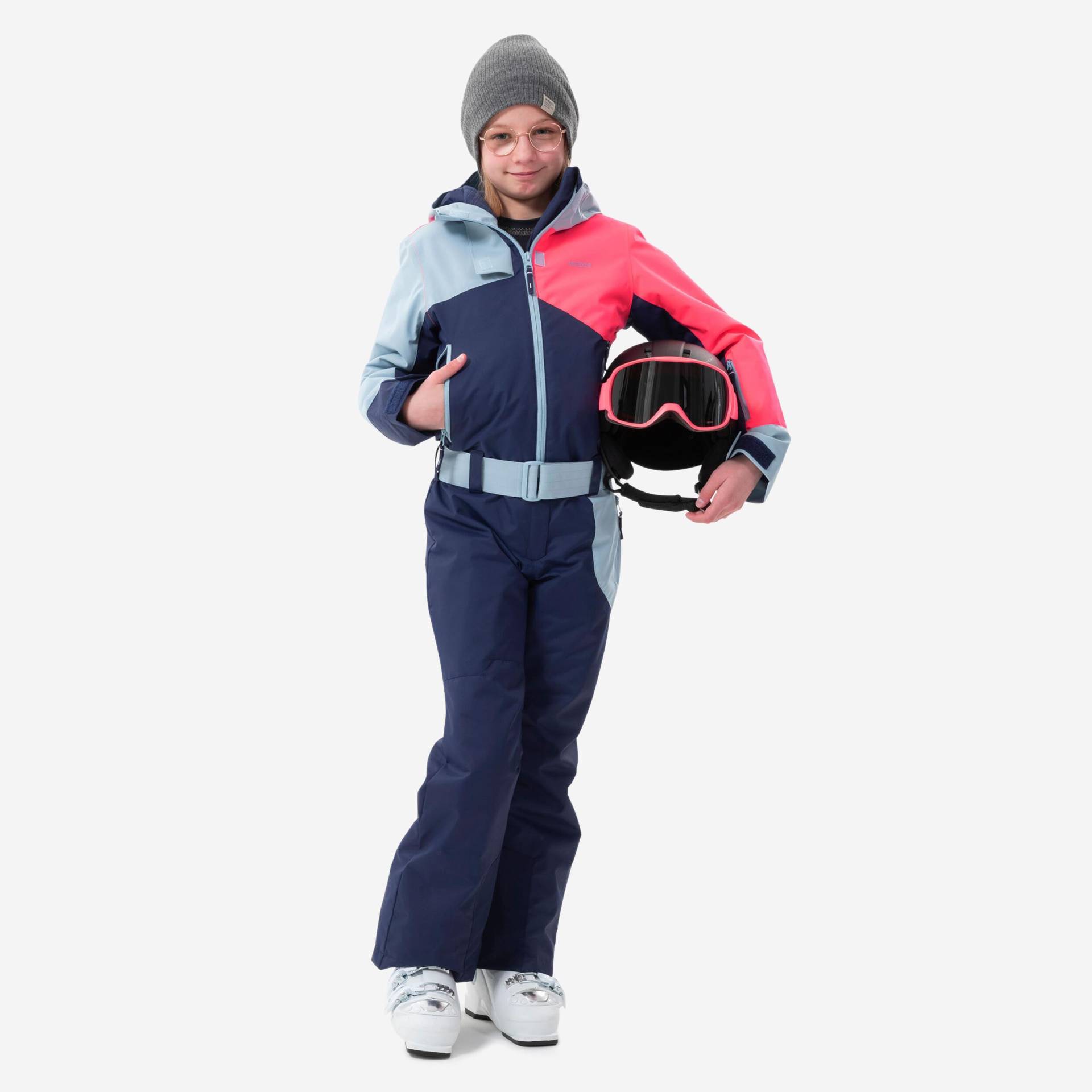 Skianzug - Schneeanzug 500 Kinder Rosa/ Unisex Mittelblau 8A von WEDZE