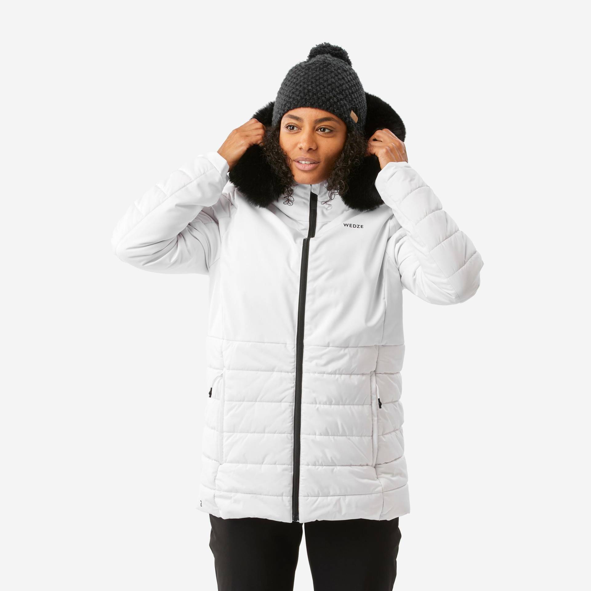 WEDZE - Skijacke  warm mittlere Länge 100, für Damen, Weiss, Größe L von WEDZE