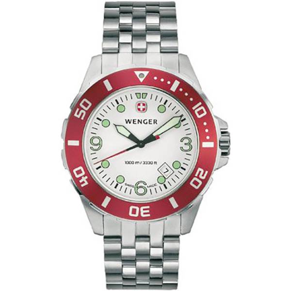 WENGER AquaGraph, Taucheruhr Edelstahl weiss-rot von WENGER