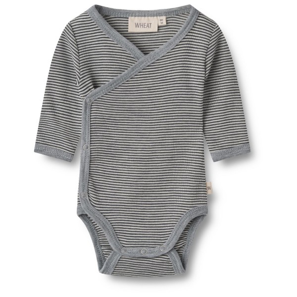 WHEAT - Kid's Langärmliger Wickelbody - Merinounterwäsche Gr 50 - 0 Months grau von WHEAT