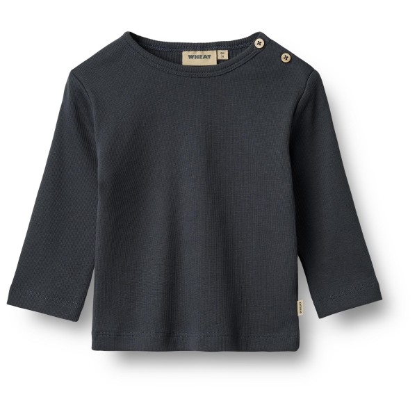 WHEAT - Kid's Rib T-Shirt L/S Milo - Longsleeve Gr 74 grau/schwarz von WHEAT