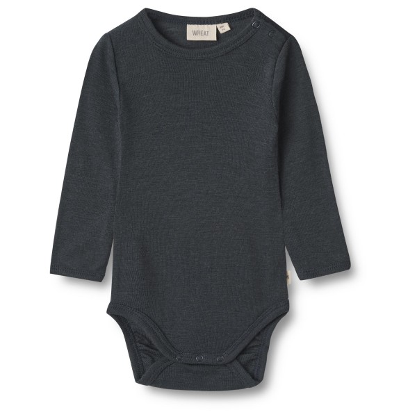 WHEAT - Kid's Woll-Langarmbody Plain - Merinounterwäsche Gr 56 - 1 Months grau/schwarz von WHEAT