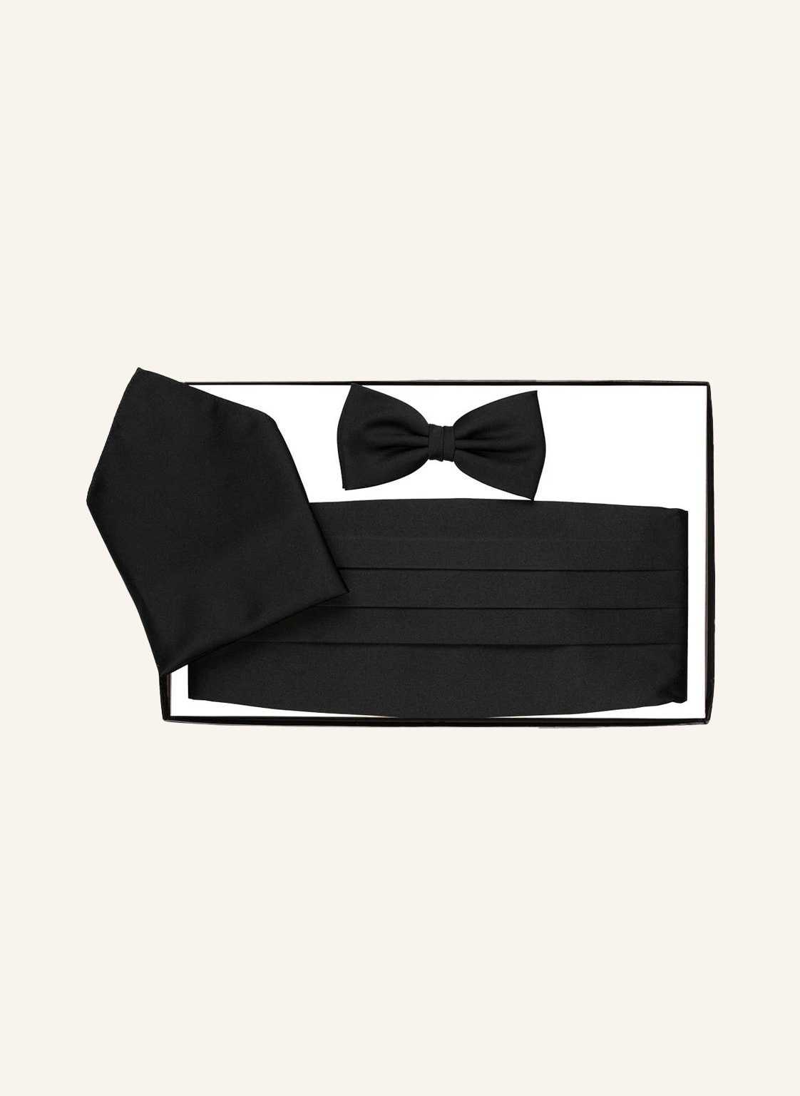 Wilvorst Set: Kummerbund, Einstecktuch Und Fliege schwarz Wilvorst Set: Kummerbund, Einstecktuch Und Fliege schwarz von WILVORST