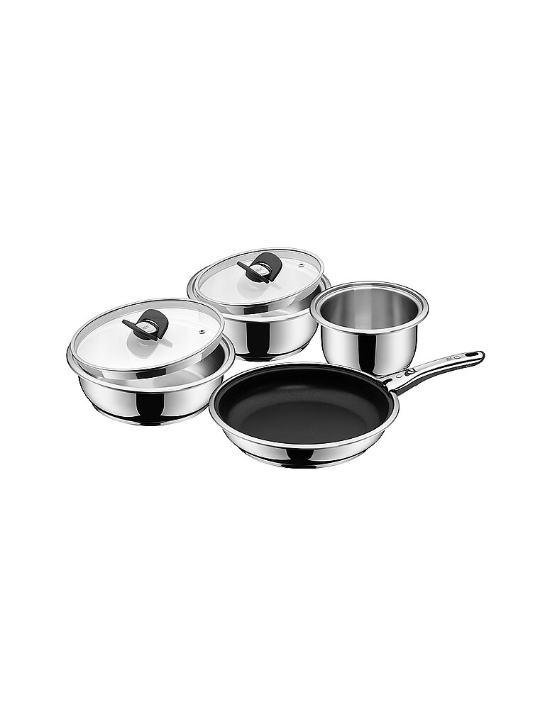 WMF Kochtopf Set 7-tlg. Bratpfanne 24cm CLICK&SERVE Cromargan Antihaft silber von WMF