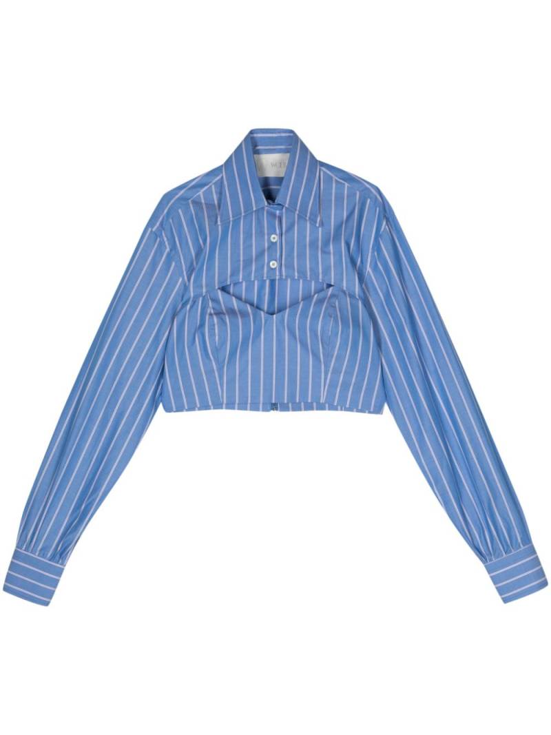 WOERA layered cropped shirt - Blue von WOERA