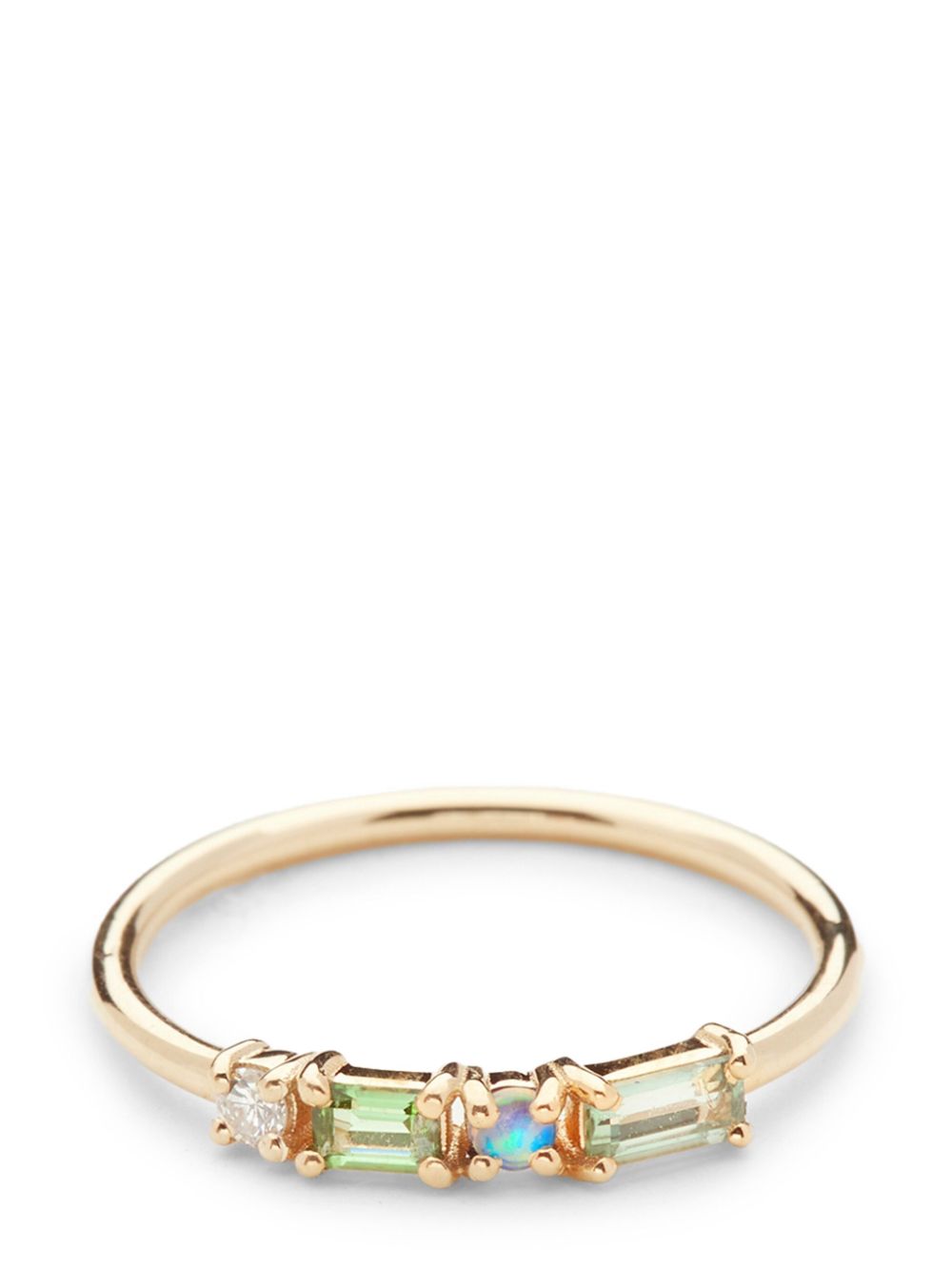 WWAKE 14kt recycled yellow gold Pillar diamond and tourmaline ring