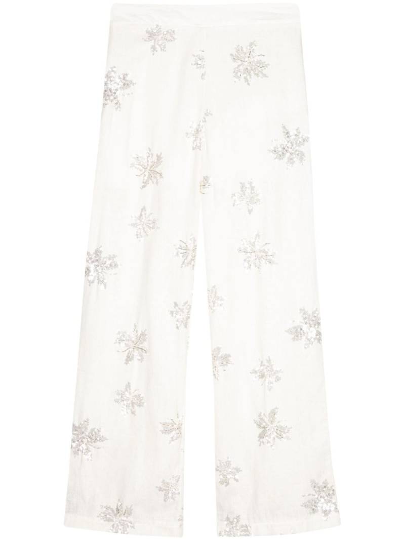 Waimari Celeste wide-leg sequin-embellished trousers - White von Waimari