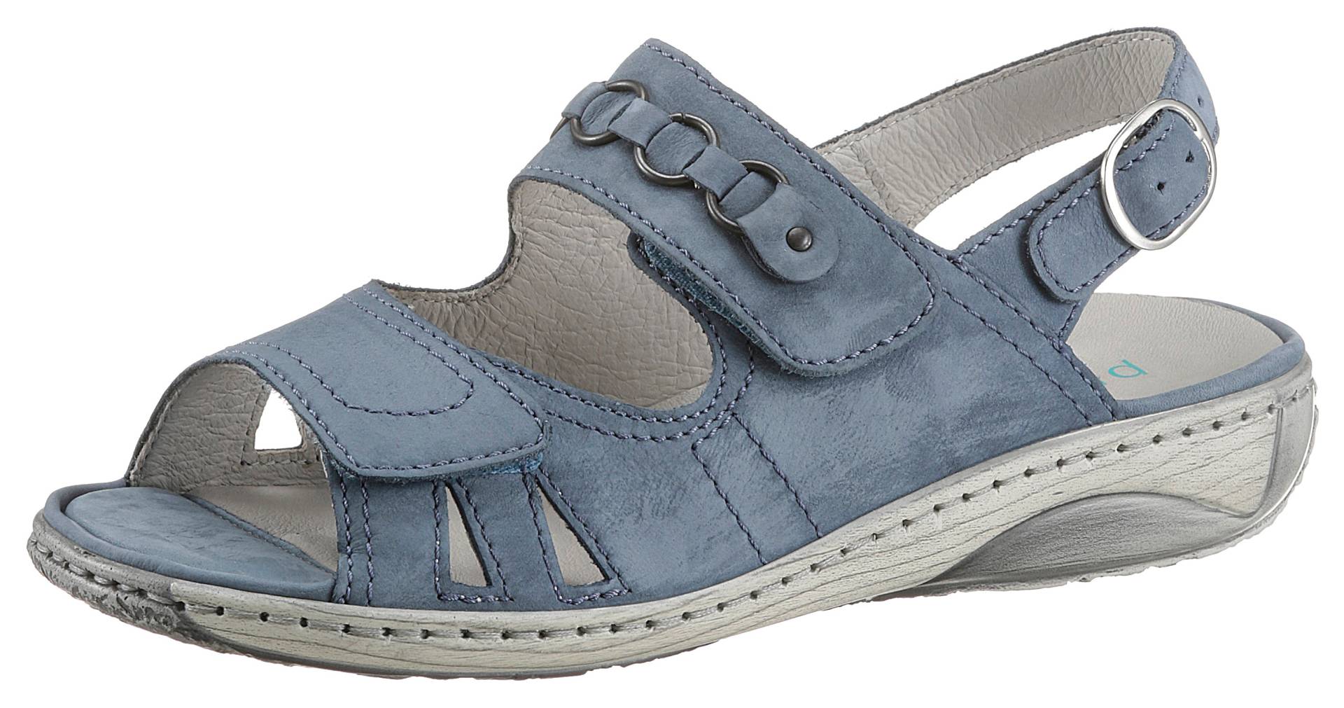 Waldläufer Riemchensandale »GARDA«, Sommerschuh, Sandalette, Keilabsatz, mit Druckknopf, G-Weite Waldläufer Riemchensandale »GARDA«, Sommerschuh, Sandalette, Keilabsatz, mit Druckknopf, G-Weite von Waldläufer