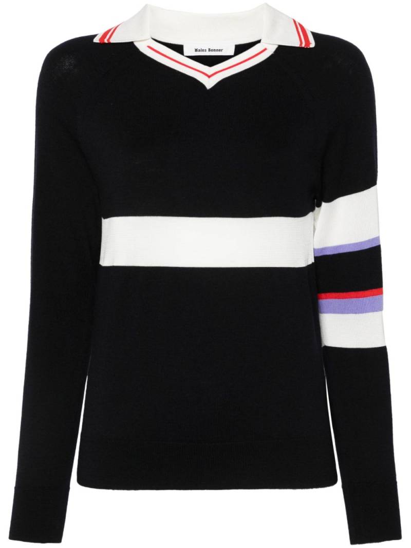 Wales Bonner Calm polo sweater - Blue von Wales Bonner