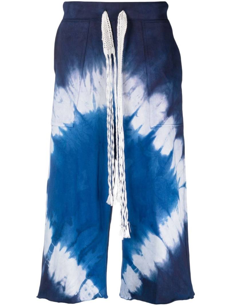 Wales Bonner tie-dye long bermuda shorts - Blue von Wales Bonner