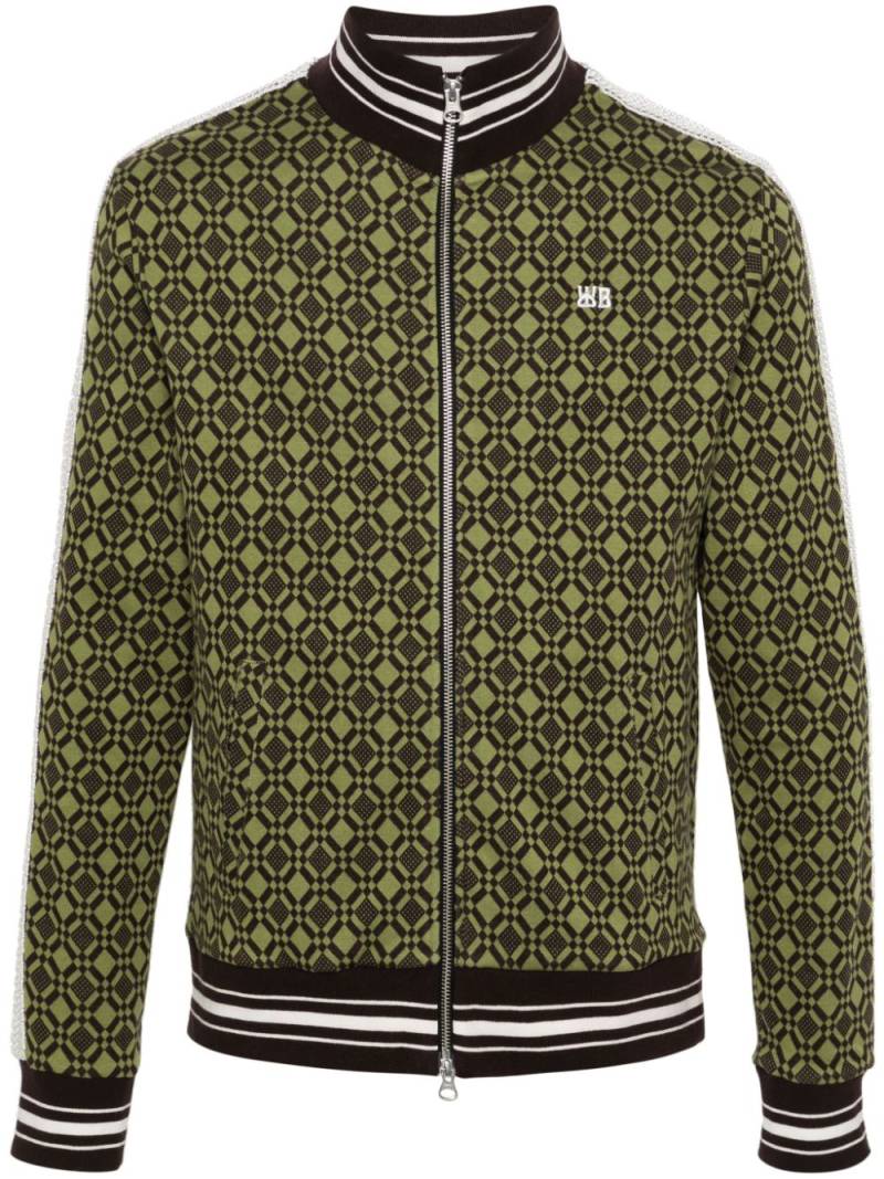 Wales Bonner POWER TRACK TOP COTTON JACQUARD OLIVE DARK BROWN - Green von Wales Bonner