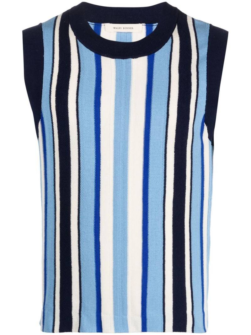 Wales Bonner Scale striped knitted vest - Blue von Wales Bonner