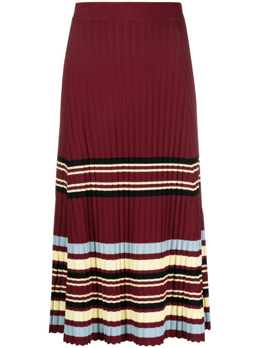 Wales Bonner Wander pleated knitted midi skirt - Red von Wales Bonner