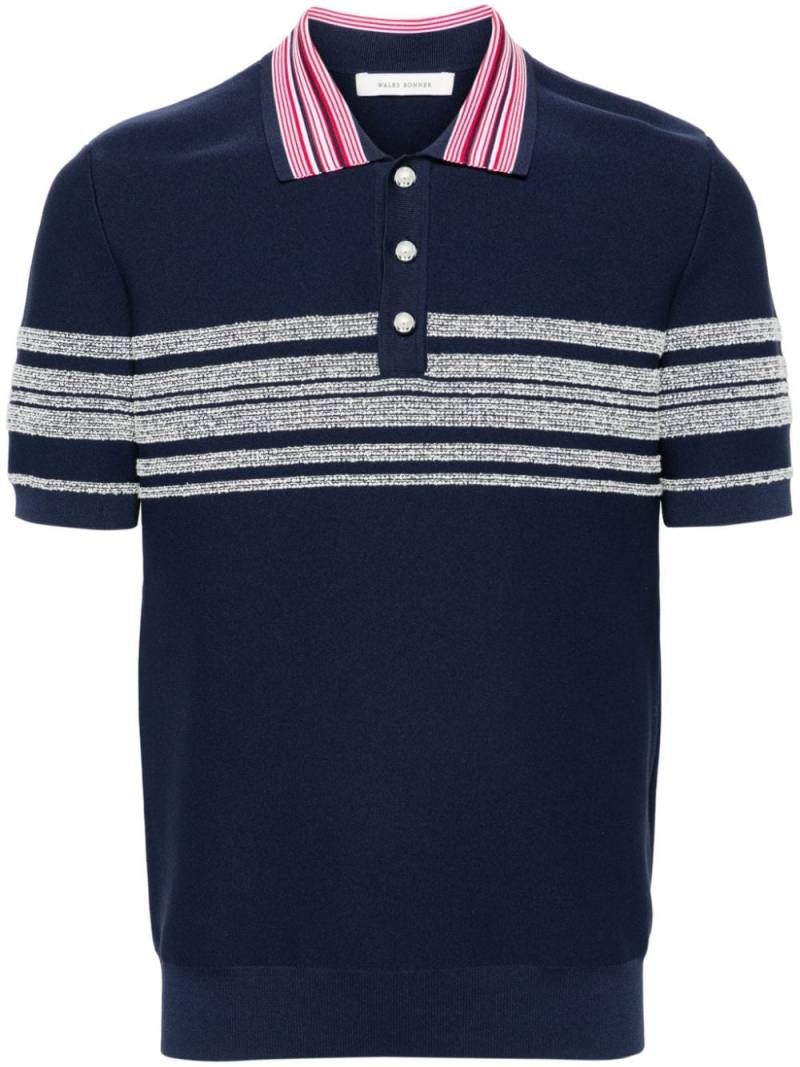 Wales Bonner stripe-detailing knitted polo shirt - Blue von Wales Bonner