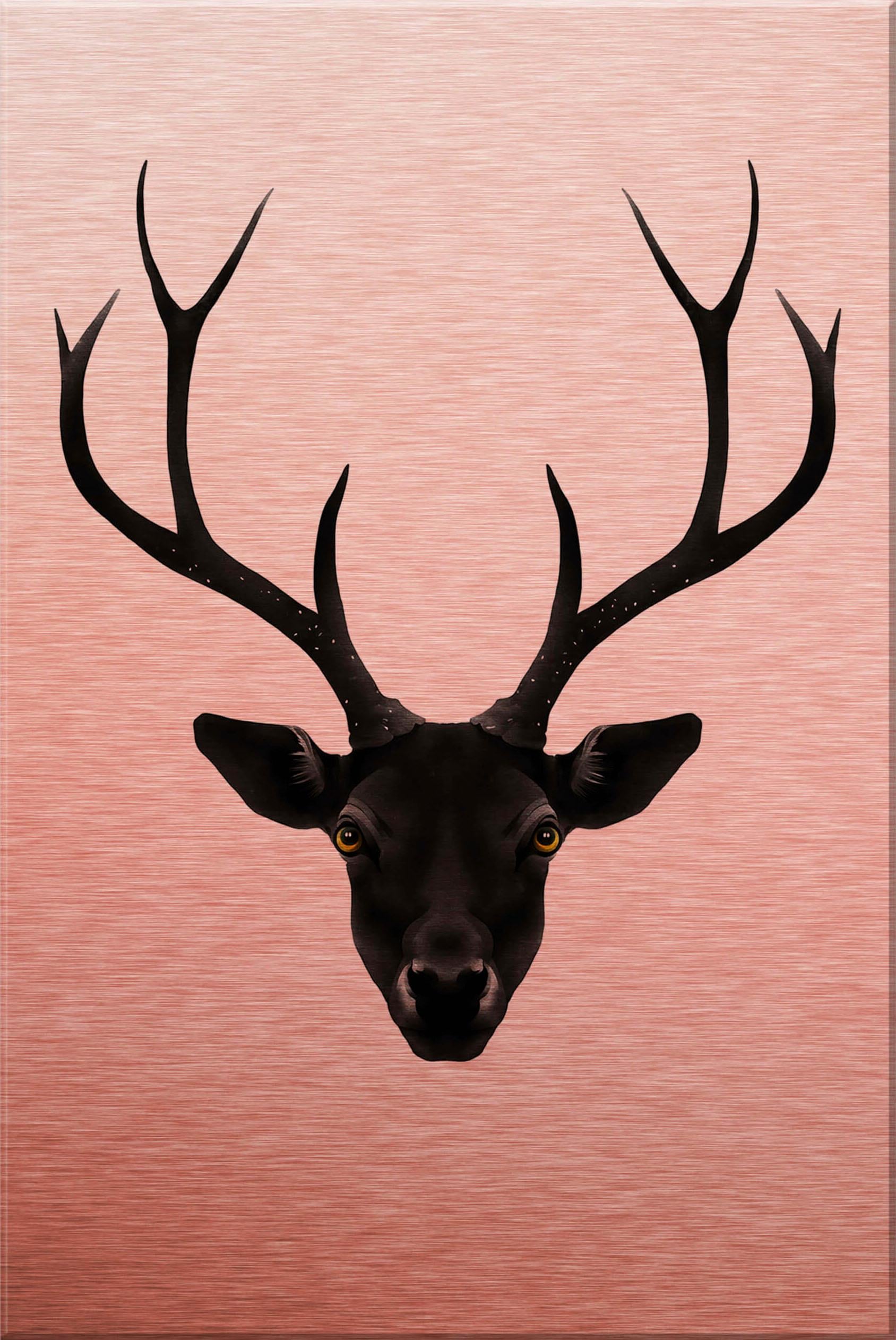 Wall-Art Metallbild »Ireland The Black Deer Schwarzer Hirsch«, Landschaften, Metallposter modern von Wall-Art