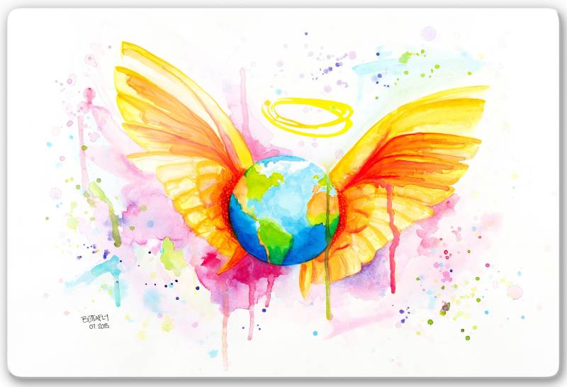 Wall-Art Glasbild »Buttafly Angel«, Landschaft, Glasposter modern von Wall-Art