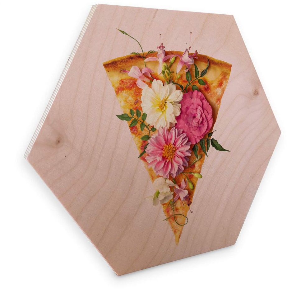 Wall-Art Holzbild »Blumen Pizza Holzbild Küche«, (1 St.), Vintage Holzschild von Wall-Art
