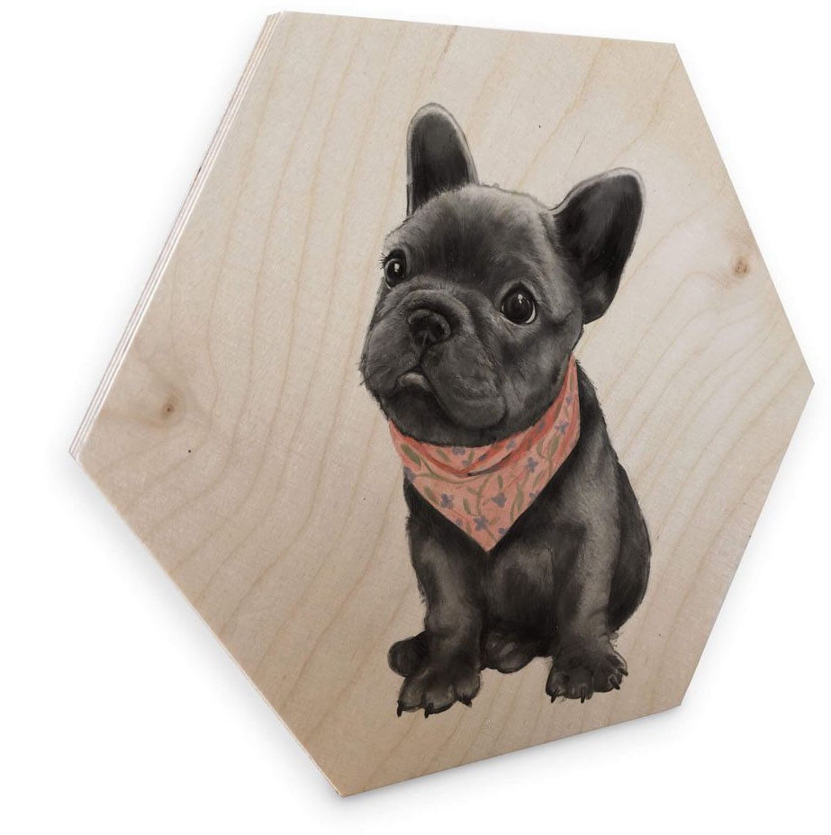 Wall-Art Holzbild »Französische Bulldogge Holzbild«, (1 St.), Vintage Holzschild von Wall-Art