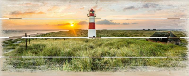 Wall-Art Holzbild »Leuchtturm auf Sylt«, Strand, Holzschild modern von Wall-Art